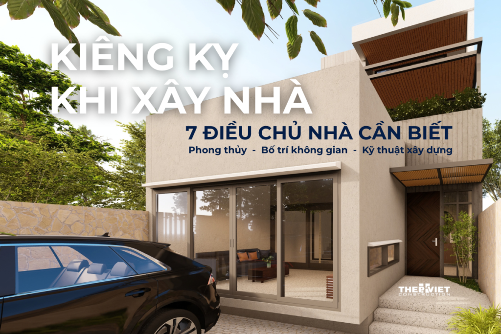 Phối cảnh nhà phố hiện đại với không gian sân trước, cửa chính và cửa kính, minh họa bài viết về kiêng kỵ khi xây nhà